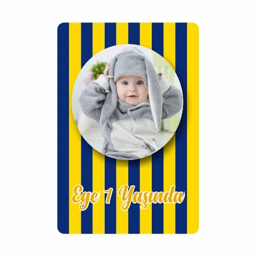 Sarı Lacivert Temalı Doğum Günü Magneti